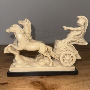A. Santini Roman Chariot Gladiator Sculpture Statue Italian Vintage Mid Century